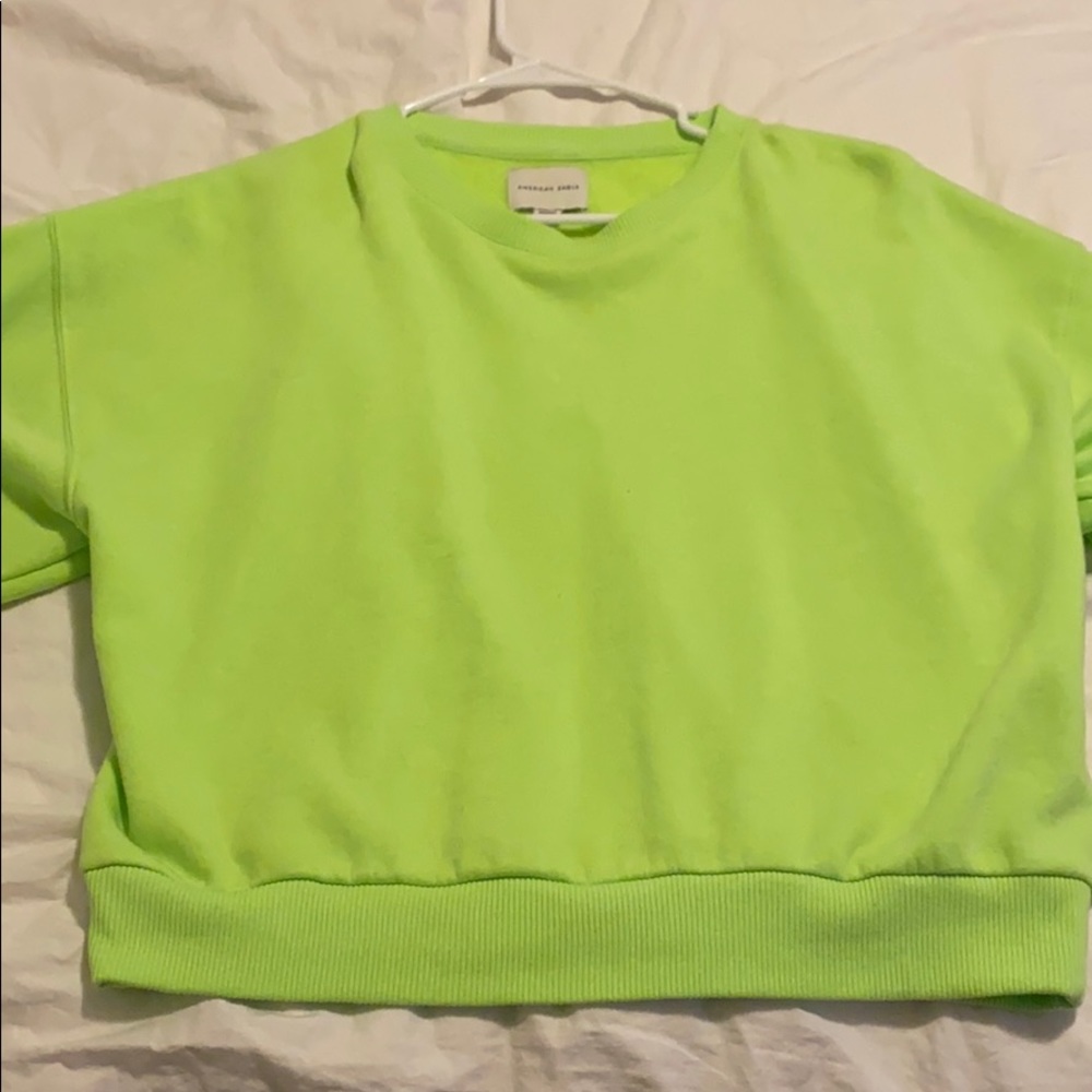 Bright neon green crew neck